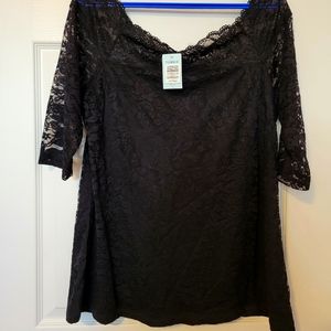 Torrid Black Lace Dress Shirt
